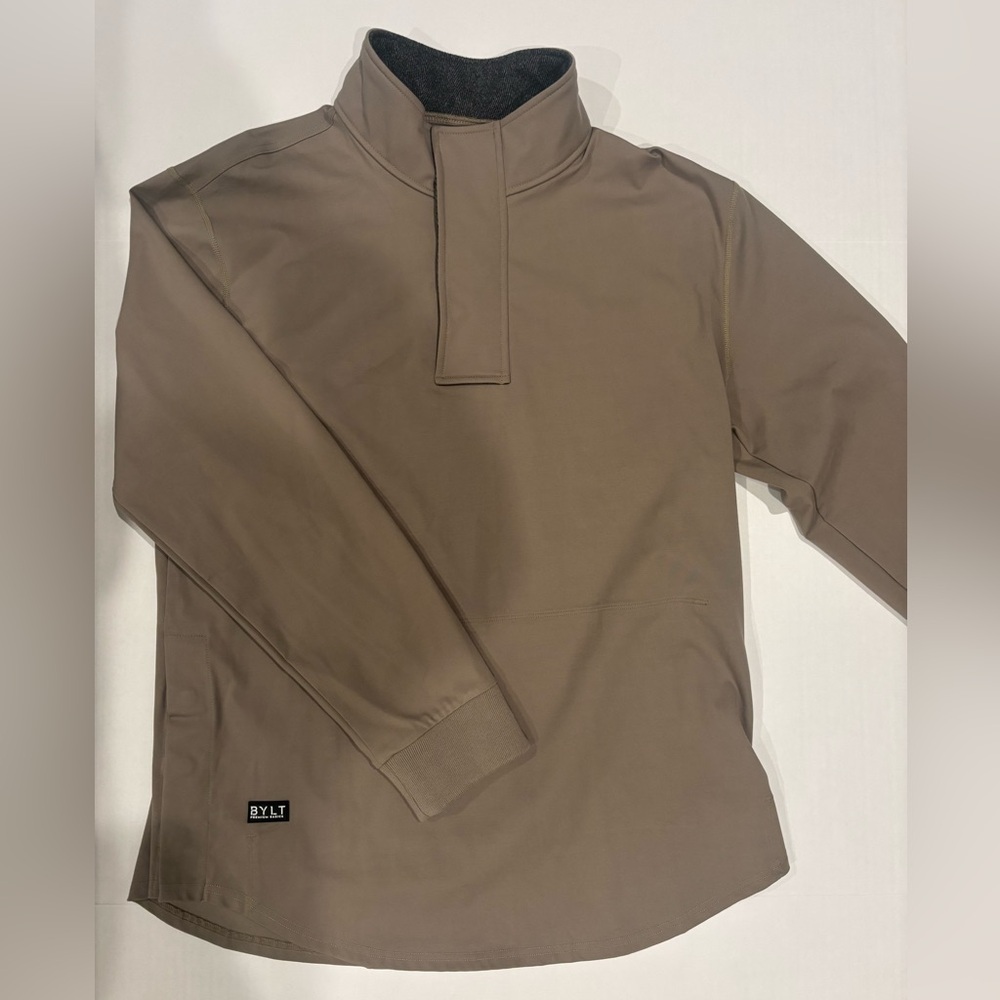 BYLT Premium Basics Elite Fairway Pullover Mens XL Gray Long Sleeve Snap Neck